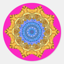 Mandala Magic Blue e Dourado em Fuchsia
