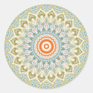 Adesivo Redondo Mandala Medallion em Verde, Azul e Laranja