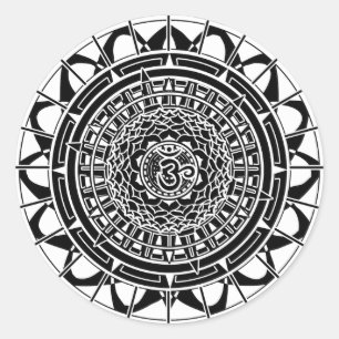 Adesivo Redondo Mandala Om (preto)
