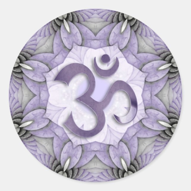 Adesivo Redondo MANDALA OM - violeta (Frente)