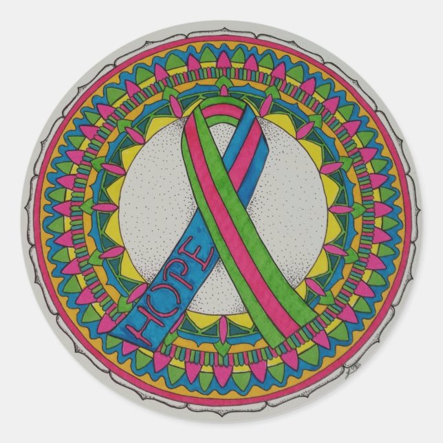 Adesivo Redondo Mandala para Cancer Metastático da Mama (Frente)