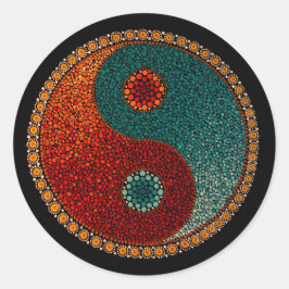 Adesivo Redondo Mandala pintado mão de Yin Yang
