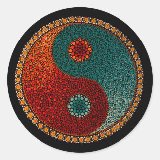 Adesivo Redondo Mandala pintado mão de Yin Yang