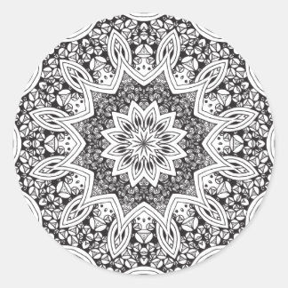 Adesivo Redondo Mandala Preta e Branca