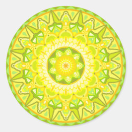 Adesivo Redondo Mandalá Primavera Verde Amarelo Floral Estético Bo