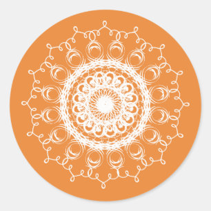 Adesivo Redondo Mandala Pumpkin Watercolor Damask Fall Season