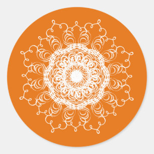 Adesivo Redondo Mandala Pumpkin Watercolor Damask Fall Season