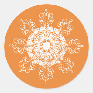 Adesivo Redondo Mandala Pumpkin Watercolor Damask Fall Season