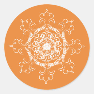 Adesivo Redondo Mandala Pumpkin Watercolor Damask Fall Season