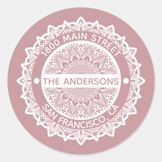 Adesivo Redondo Mandala Purple Address Label Round Sticker (Frente)