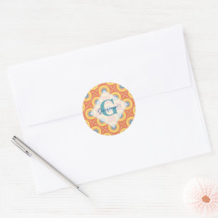 Adesivo Redondo Mandala Radiante de Verão Egeu Personalizado
