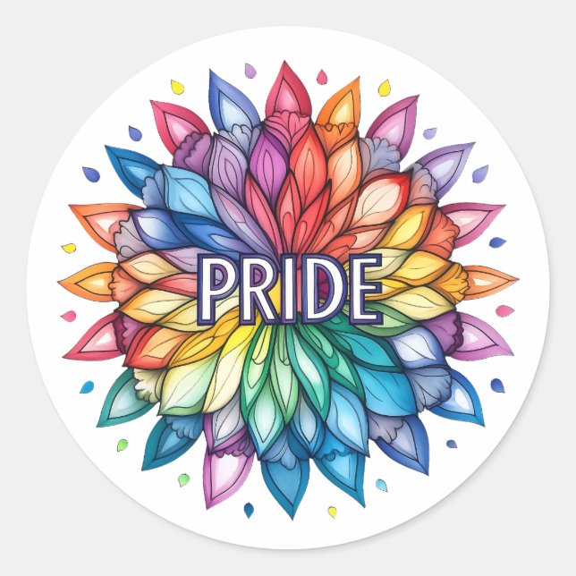 Adesivo Redondo Mandala RADIANTE Mês do ORGULHO (Frente)