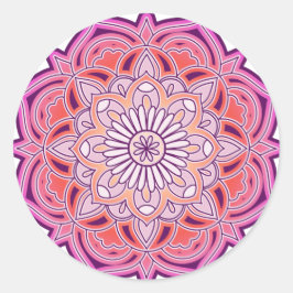 Adesivo Redondo Mandala rosa-branca