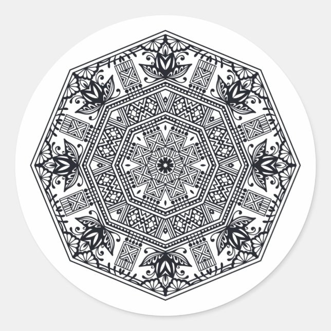 Adesivo Redondo Mandala Round Ornament (Frente)