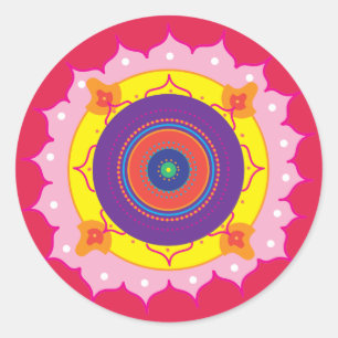 Adesivo Redondo Mandala rt Round Sticker, brilhante