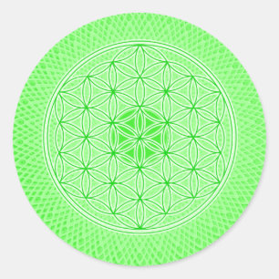 Adesivo Redondo Mandala sagrado psicadélico verde-clara da