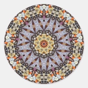Adesivo Redondo Mandala Trippy Rosette Boho Retro Hippie
