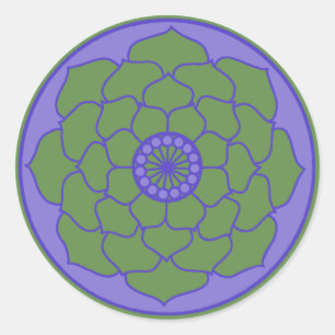 Adesivo Redondo Mandala verde de Lotus azul