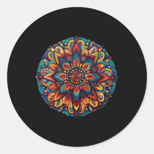 Adesivo Redondo Mandala Vibrante Para Meditação De Yoga