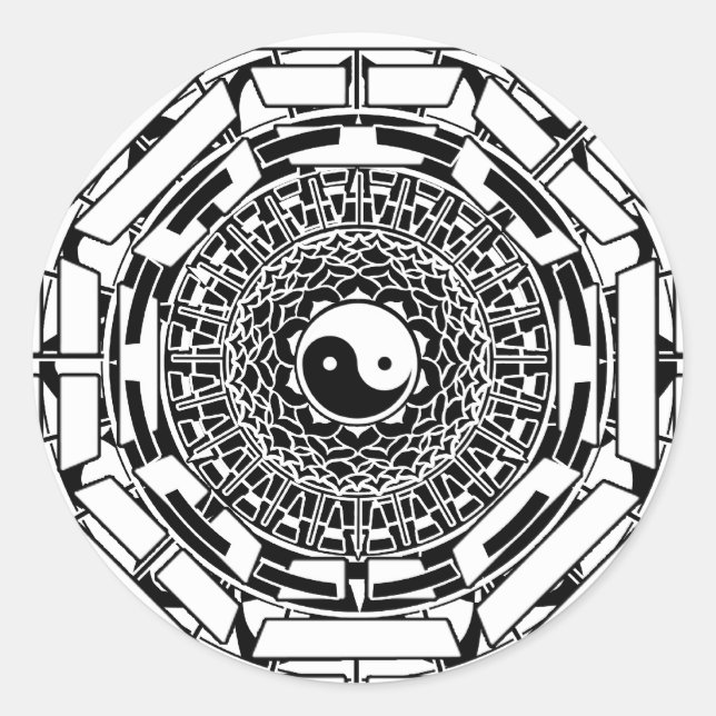Adesivo Redondo Mandala Yin Yang (branco) (Frente)