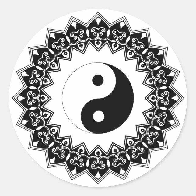 Adesivo Redondo Mandala Yin Yang Large Sticker (Frente)