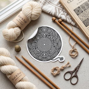 Adesivo Redondo Mandalas de Bola de Fio Preto e Branco