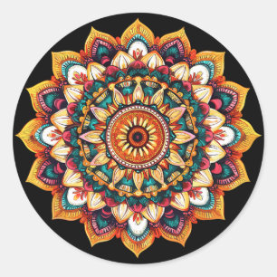 Adesivo Redondo Mandalas de Meditação do Lótus Sagrado Explosão So