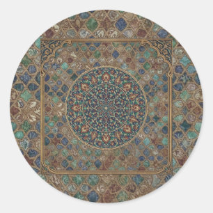 Adesivo Redondo Mandalas Geométricas Islâmicas e Mosaicos Florais 