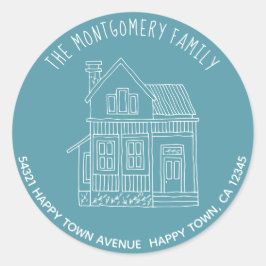 Adesivo Redondo Maneira Mínima de Espelho Bonito Endereço de Casa 