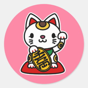 Adesivo Redondo Maneki Neko (Gato Sortudo)