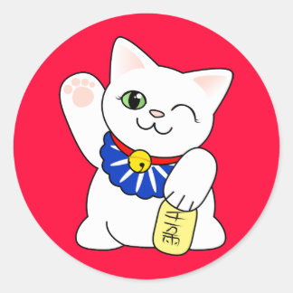 Adesivo Redondo Maneki Neko Lucky Cat