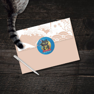 Adesivo Redondo Maneki Neko Lucky Poilue Classker