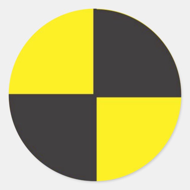 Adesivo Redondo manequins de ensaio de colisão, p&d (Frente)