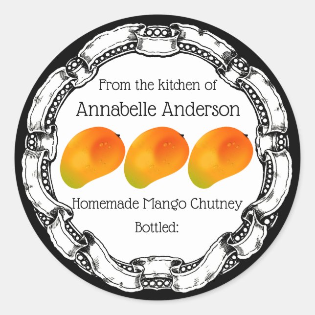 Adesivo Redondo Mango Chutney Label Personalize (Frente)