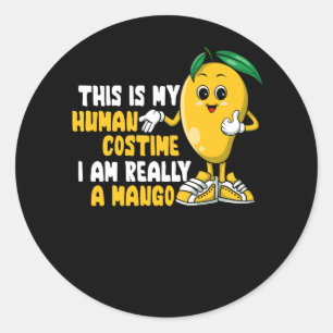 Adesivo Redondo Mango Fruta Halloween Mango Costume Humano Eu sou 