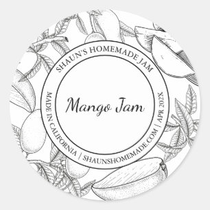 Adesivo Redondo Mango Jam Sketch Rótulo moderno