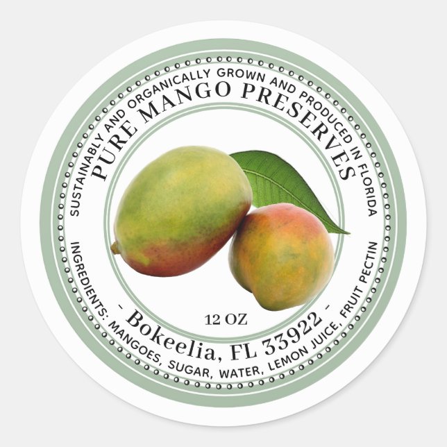 Adesivo Redondo Mango Preserva Jelly Rótulo Biológico Sustentável (Frente)