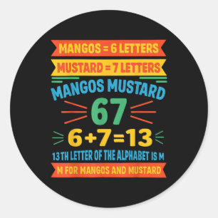 Adesivo Redondo Mangos Mostarda 67 Camiseta Código Alfabeto Divert