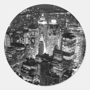 Adesivo Redondo Manhattan Nova Iorque Night Black & White