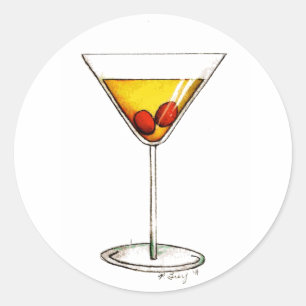 Adesivo Redondo Manhattan Nova Iorque NYC Cocktail de bebida mista