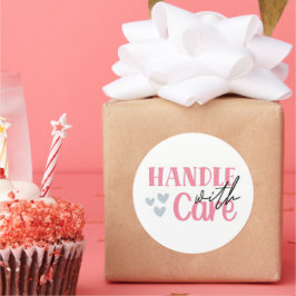 Adesivo Redondo Manipular com cuidado - Autocolante para pequenas 