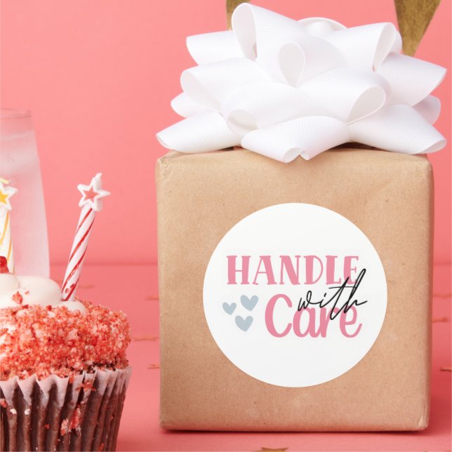 Adesivo Redondo Manipular com cuidado - Autocolante para pequenas  (Festa)