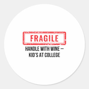 Adesivo Redondo Manípulo Frágil Com Criança De Vinho Na Faculdade