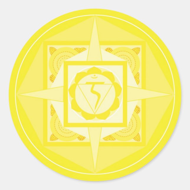 Adesivo Redondo Manipura Chakra Mandala (plexo solar Chakra) (Frente)