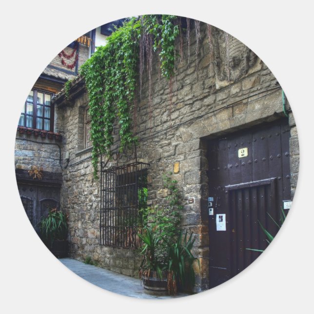 Adesivo Redondo Mansão Antiga (Frente)