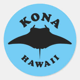 Adesivo Redondo Manta Ray Diving em Kona, Havaí