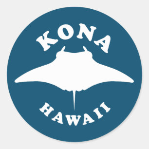 Adesivo Redondo Manta Ray Diving em Kona, Havaí