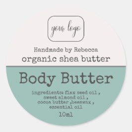 Adesivo Redondo Manteiga azul moderna poeirenta Adicionar sua etiq