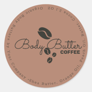 Adesivo Redondo Manteiga Corporal de Café Sabonete de Banho Marcas