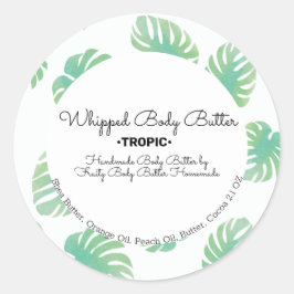 Adesivo Redondo Manteiga Corporal Monstera Whip Embalagem e Marca